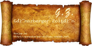 Günszberger Zoltán névjegykártya